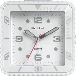 Ρολόι Επιτραπέζιο Alfaone 2810 Αναλογικό Αθόρυβο με φωτισμό Led Λευκό rubber-Silver