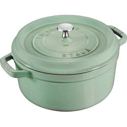 Staub La Cocotte 24cm στρογγυλή φασκοπράσινη (Salbeigrün), χυτοσίδηρος