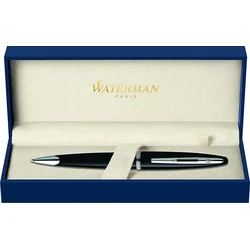 WATERMAN Carène Στυλό Μπάλ Πόιντ Λάκα Μαύρο, Μέτριο (M), Μπλε Μελάνι, Κουτί Δώρου