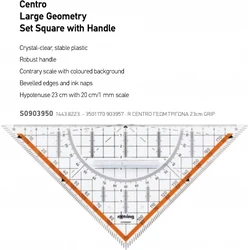 ROTRING Geo-Dreieck Triangle Ruler 23 cm with Handle, Clear