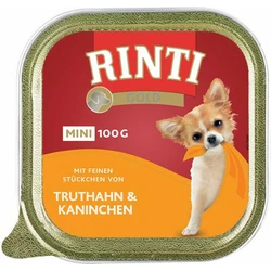 Rinti Gold Υγρή Τροφή Σκύλων σε Ταψάκι με Γαλοπούλα και Κουνέλι χωρίς Σιτηρά 100gr 92026
