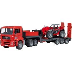 Bruder MAN TGA Lowloader with Manitou MLT 633 Telehandler 1:16 - Trailer & Telehandler Toy (Ages 3+)