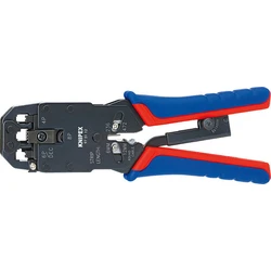 Knipex Πρέσα Ακροδεκτών Δικτύου RJ45, RJ10 με Απογυμνωτή & Μηχανισμό Καστάνιας (Μήκος 200mm) 97 51 12 SB