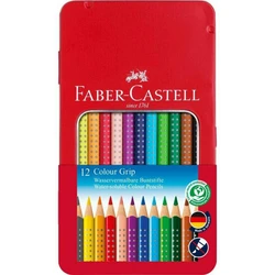 FABER-CASTELL Χρωματιστά Μολύβια Colour Grip 12 τεμ Μεταλλική Θήκη