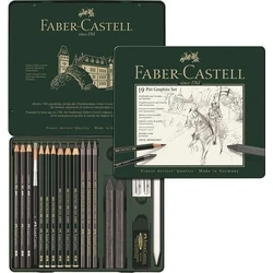 FABER-CASTELL Σετ Pitt Graphite medium σε Μεταλλική Θήκη, 19 τεμ. με Γόμα & Ξύστρα, Πράσινο