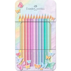 FABER-CASTELL Sparkle Pastell 12τμχ μεταλλικές ξυλομπογιές σε παστέλ αποχρώσεις (μεταλλική κασετίνα)