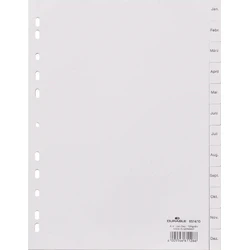 DURABLE Monthly Index A4 Jan-Dec, PP full-cover, grey