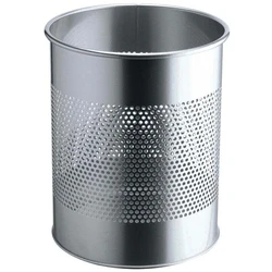 DURABLE Μεταλλικός Κάδος Χαρτιού Στρογγυλός 15L Διάτρητος Ασημί (SKU: 299048)