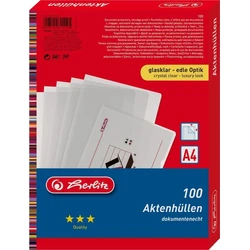 Herlitz A4 Clear PP Document Sleeves / Pockets, 100 pcs