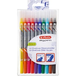 Herlitz Fineliner my.pen 2 Spitzen - Σετ 10 τεμαχίων σε θήκη