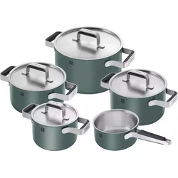 Zwilling Pure 5-piece Cookware Set 18/10 Stainless Steel, green