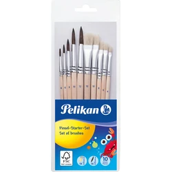 Pelikan Pinsel PL10/SB Starter Set - 10-piece brush set (round & flat, sizes 4, 6, 8, 10, 12)