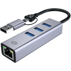 CONCEPTRONIC προσαρμογέας USB-C/USB-A -> Gigabit Ethernet + 3x USB-A 3.0 (5 Gbps) - Πράσινο