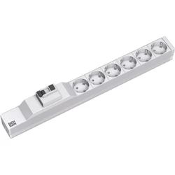 Bachmann 19" 1U Πολύπριζο Rack 6x CEE7/3 (Σούκο) με FI, καλώδιο 2,0 m (CEE7/7) - Λευκό