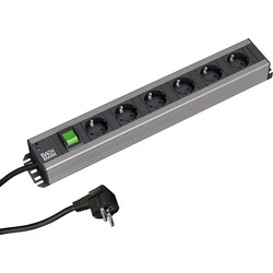 BACHMANN Handwerkerleiste 6x Schutzkontakt με διακόπτη, 48,26 cm, συμβατή με 19 ιντσών ράφι, καλώδιο 2 m