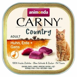 Animonda Carny Wet Food for Adult Cats Tray with Chicken, Duck and Liver, Gluten Free, 100 g