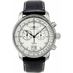 Zeppelin Ανδρικό Ρολόι 42mm Χρονογράφος Μπαταρίας με Μαύρο Δερμάτινο Λουράκι 76901