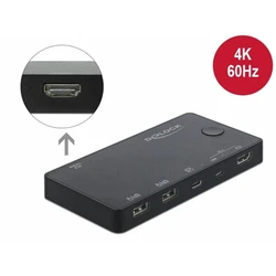 DELOCK Διακόπτης KVM HDMI / USB-C 4K 60Hz USB2.0 (SKU 341099, MPN 11477)