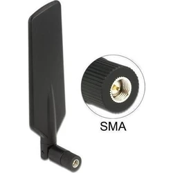 Delock Διπλής Ζώνης LTE/WLAN κεραία SMA 1–4 dBi ομνιδιανεστική, ρυθμιζόμενη με άρθρωση, μαύρη (MPN 12408)