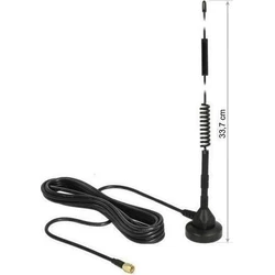 DELOCK LTE Κεραία SMA (Stecker) Σταθερή 5 dBi Omnidirectional με Μαγνητική Βάση & Καλώδιο RG-174 3 m Μαύρο (12427)