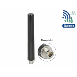 Delock Διπλής Ζώνης (Dualband) Εξωτερική Κεραία WLAN WiFi 6, N θηλυκή, 4–6 dBi, 16.55 cm, Μαύρη (12701)