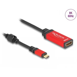 Delock USB Type-C σε HDMI Adapter (DP Alt Mode) 8K60Hz / 4K240Hz με HDR, κόκκινο — Model 60053