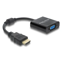 Delock Αντάπτορας HDMI (αρσενικό) σε VGA (θηλυκό) 61077, Μαύρο, ~15 cm