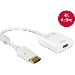 DELOCK Προσαρμογέας καλώδιο DisplayPort 1.2 αρσενικό > HDMI θηλυκό 4K Ενεργό Λευκό (MPN 62608)
