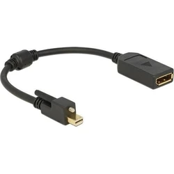 Delock Mini DisplayPort 1.2 to DisplayPort Adapter Cable (Mini DP male with screw > DP female), 25 cm, Black, 4K