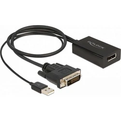 DeLock Μετατροπέας DVI‑D/USB‑A (male) σε DisplayPort 1.2 (female) μαύρο 50 cm