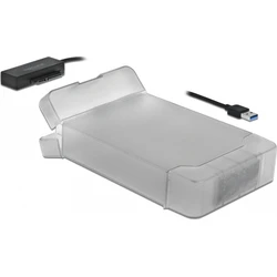 Delock USB Type-A σε SATA μετατροπέας με προστατευτική διαφανή θήκη για 3,5" (μοντέλο 64086)