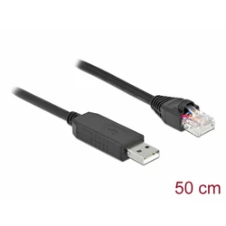 Delock Serial Cable with FTDI chipset, USB 2.0 Type-A plug to RS-232 RJ45 plug (console) 0.5 m, black, Model 64159