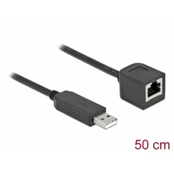 Delock Σειριακό Καλώδιο USB σε RS-232 RJ45 με FTDI chipset, USB 2.0 Type-A σε RJ45 (σειριακό) 0,5 m, μαύρο - MPN 64163