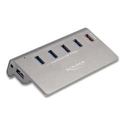 Delock USB 10 Gbps Hub with 4 USB Type-A Ports + 1 Quick-Charge Port, incl. Power Adapter (Model 64182)