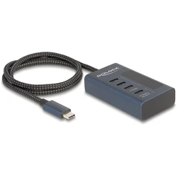 DELOCK USB Hub 10 Gbps με 4 θύρες USB Type-C (3x δεδομένα + 1x δεδομένα & PD 20W) με ένδειξη ισχύος, MPN 64189
