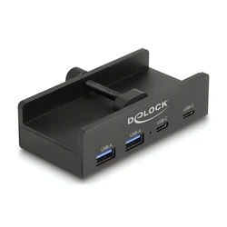 External USB 3.0 (5 Gbps) 4-Port Hub — 2 x USB-A & 2 x USB-C with locking screw — Delock 64262