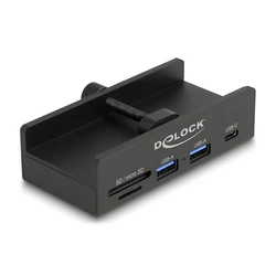 Delock External USB Hub 5 Gbps — 2x USB-A (USB 3.0), 1x USB-C, SD & MicroSD Card Slots with Locking Screw (Model 64263)