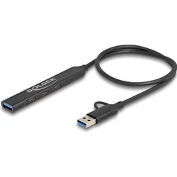 Delock Slim USB Hub 4 θυρών με USB Type-C ή USB Type-A σε 3 x USB Type-C (5 Gbps) + 1 x USB Type-A (5 Gbps)
