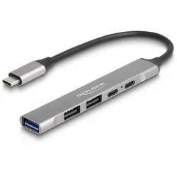 Delock Slim USB Type-C Hub 4 θυρών με 1x USB 10 Gbps Type-A, 2x USB 2.0 Type-A, 1x USB 2.0 Type-C και USB‑PD 95W