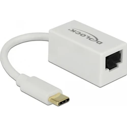 USB-C Αντάπτορας Δικτύου RJ45 (Gigabit) λευκό Delock 65906
