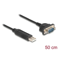 Delock USB 2.0 to RS-232 Adapter (USB Type A male to DB9 male), FTDI FT232R, 0.5 m, MPN 66470