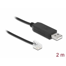 DELOCK καλώδιο προσαρμογέας USB-A σε Serial RS-232 (RJ12) με προστασία ESD, 2 m (66736)