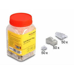 Σετ 50 RJ45 βυσμάτων FTP Cat6 με λοξή ασφάλεια και μανίκια προστασίας - Delock 66904