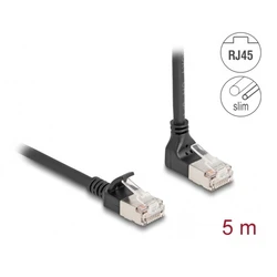 Delock RJ45 Network Cable Cat.6A S/FTP Slim 90° (top) angled to straight, 5 m, Black