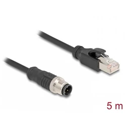 Delock M12 D-coded 4-pin plug to RJ45 plug PVC cable, 5 m (Model 80852)
