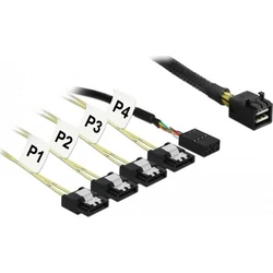 Delock καλώδιο Mini SAS HD SFF-8643 προς 4× SATA 7‑Pin (Reverse) με Sideband, 0,5 m