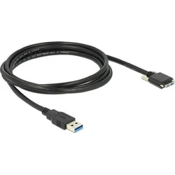 Delock USB 3.0 (5 Gbps) Type-A to USB 3.0 Micro-B Cable with Screw Lock, 2 m