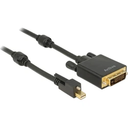 DELOCK Καλώδιο mini DisplayPort 1.2 αρσενικό με βίδα > DVI-D αρσενικό 4K Ενεργό, 2 m, Μαύρο