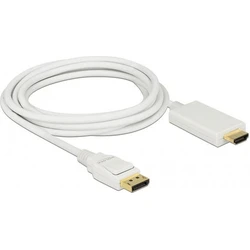 Delock Καλώδιο DisplayPort 1.2 αρσενικό σε High Speed HDMI-A αρσενικό, παθητικό, 3 m, λευκό (83819)