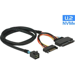 Delock Cable SFF-8643 Plug to U.2 SFF-8639 Socket with SATA Power, 75 cm